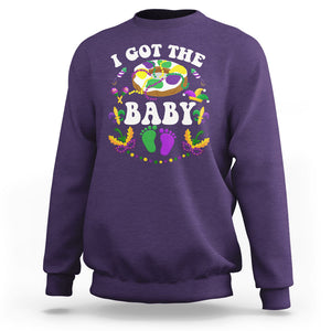 Mardi Gras Sweatshirt I Got The Baby Funny Pregnancy Announcement TS09 Purple Printyourwear
