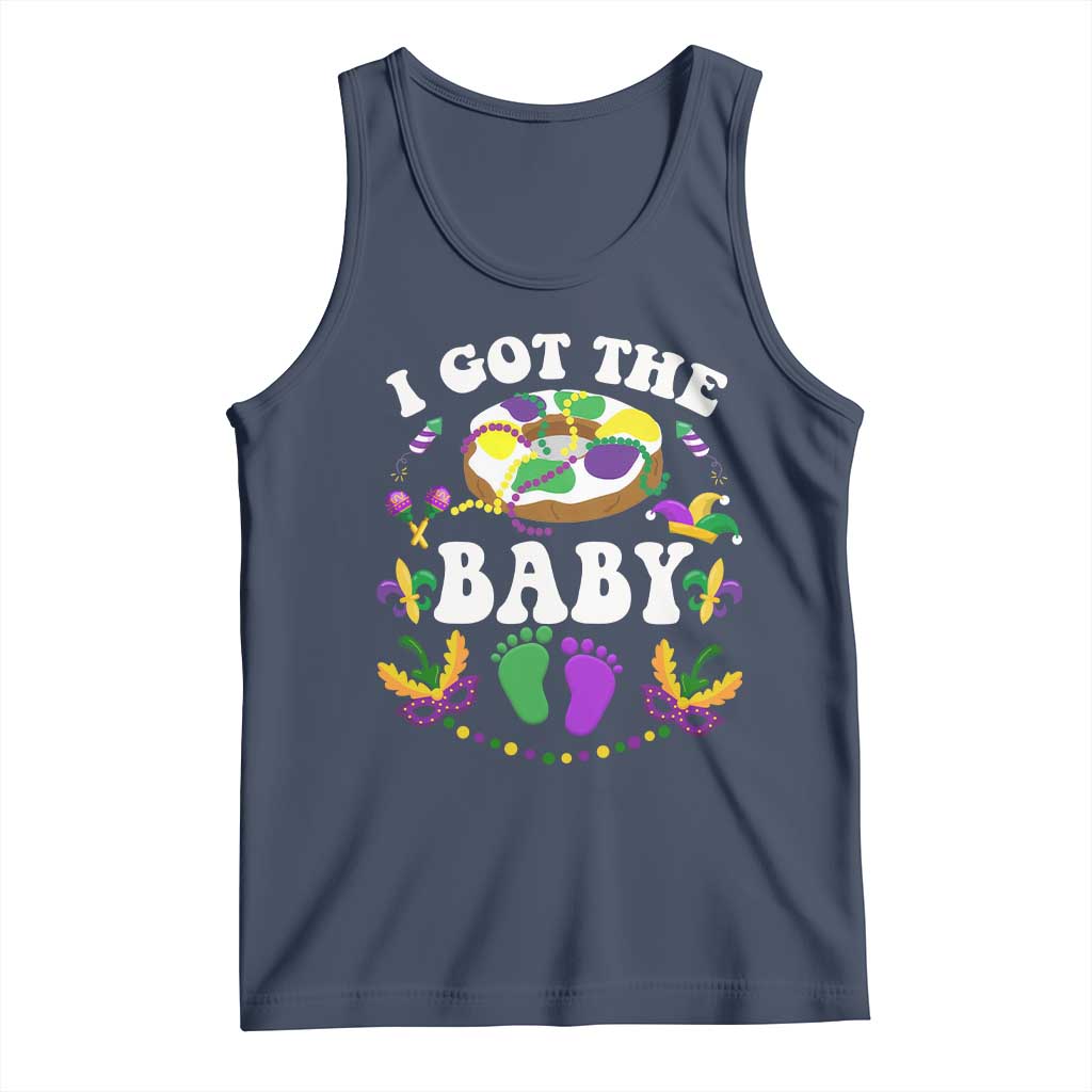 Mardi Gras Tank Top I Got The Baby Funny Pregnancy Announcement TS09 Navy Print Your Wear