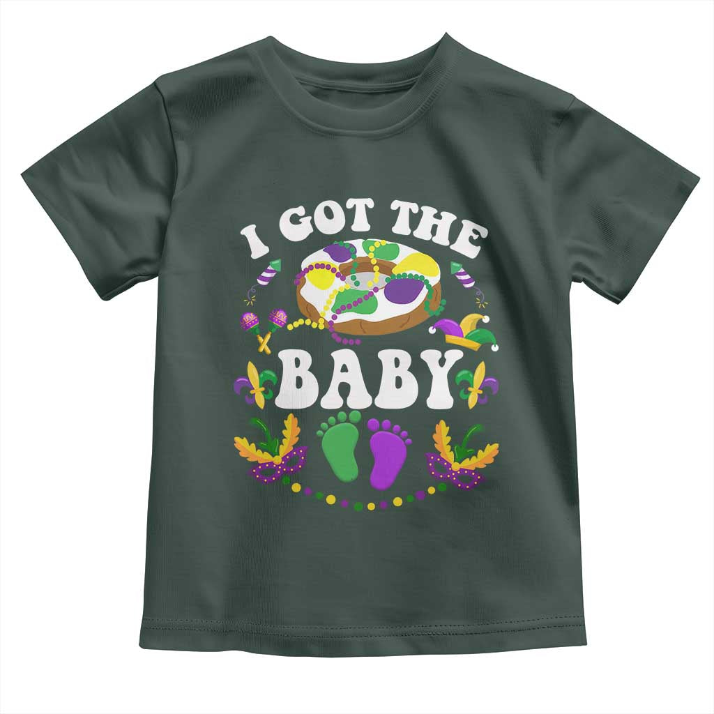 Mardi Gras Toddler T Shirt I Got The Baby Funny Pregnancy Announcement TS09 Dark Forest Green Print Your Wear
