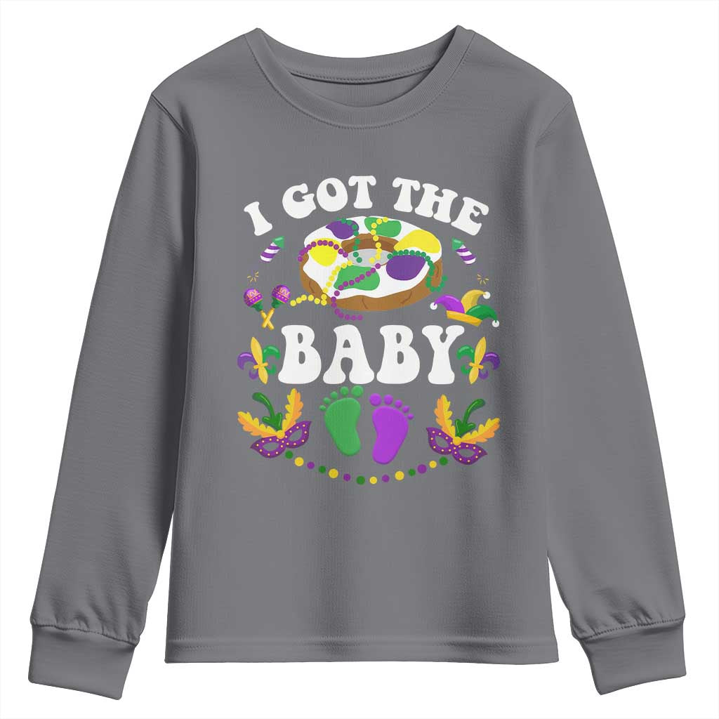 Mardi Gras Youth Sweatshirt I Got The Baby Funny Pregnancy Announcement TS09 Charcoal Print Your Wear