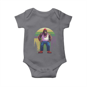 Funny Mardi Gras Bigfoot Sasquatch Funny Fat Tuesday Parade Baby Onesie TS09 Charcoal Print Your Wear