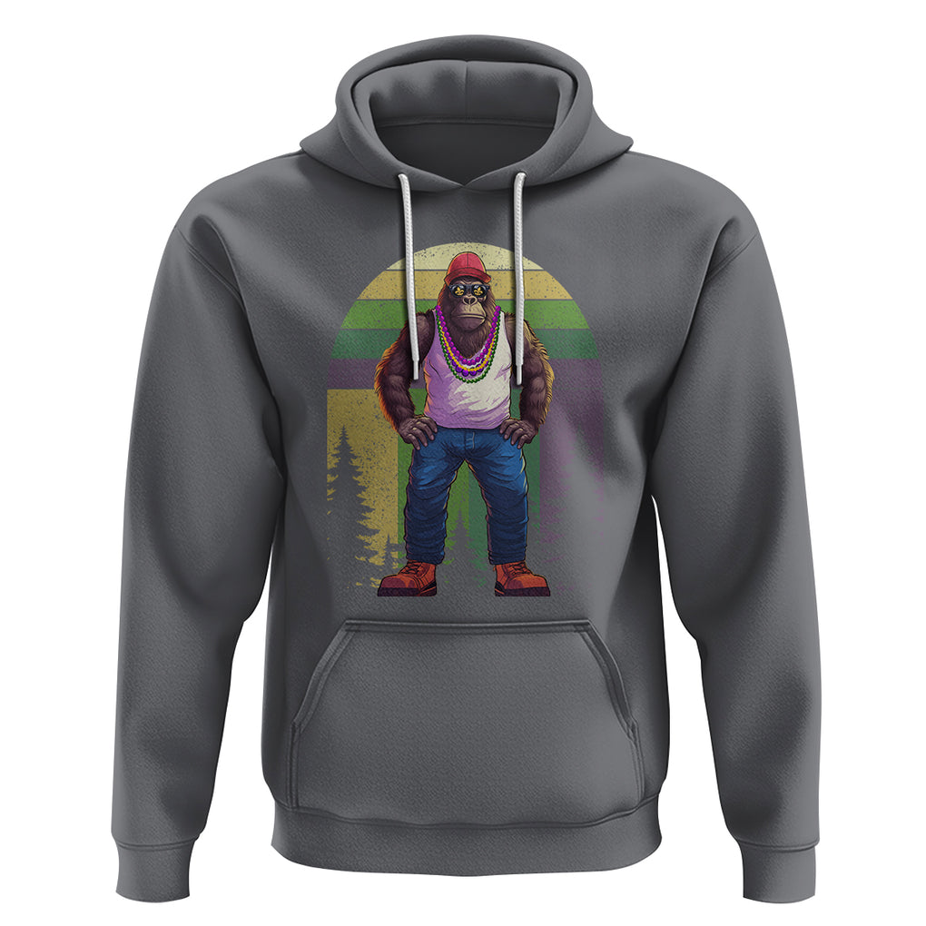 Mardi Gras Bigfoot Sasquatch Funny Fat Tuesday Parade Hoodie TS09 Charcoal Printyourwear