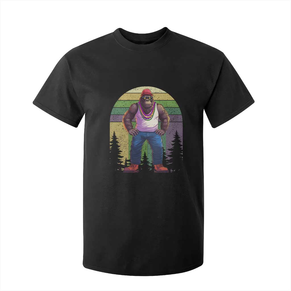 Funny Mardi Gras Bigfoot Sasquatch Funny Fat Tuesday Parade T Shirt For Kid TS09 Black Print Your Wear