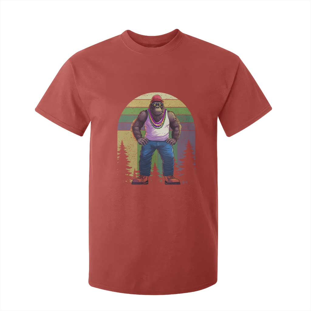 Funny Mardi Gras Bigfoot Sasquatch Funny Fat Tuesday Parade T Shirt For Kid TS09 Red Print Your Wear