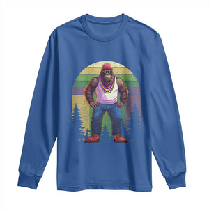 Funny Mardi Gras Bigfoot Sasquatch Funny Fat Tuesday Parade Long Sleeve Shirt TS09 Royal Blue Print Your Wear