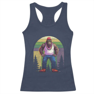 Funny Mardi Gras Bigfoot Sasquatch Funny Fat Tuesday Parade Racerback Tank Top TS09 Navy Print Your Wear
