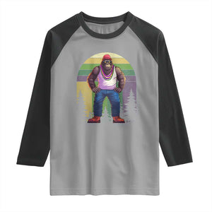 Funny Mardi Gras Bigfoot Sasquatch Funny Fat Tuesday Parade Raglan Shirt TS09 Sport Gray Black Print Your Wear