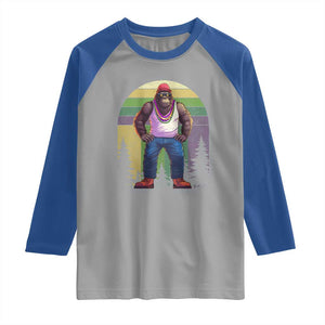 Funny Mardi Gras Bigfoot Sasquatch Funny Fat Tuesday Parade Raglan Shirt TS09 Sport Gray Royal Print Your Wear