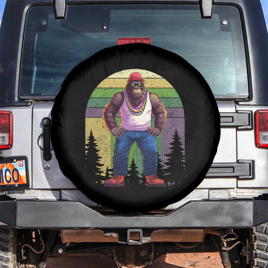 Funny Mardi Gras Bigfoot Sasquatch Funny Fat Tuesday Parade Spare Tire Cover TS09 No hole Black Print Your Wear