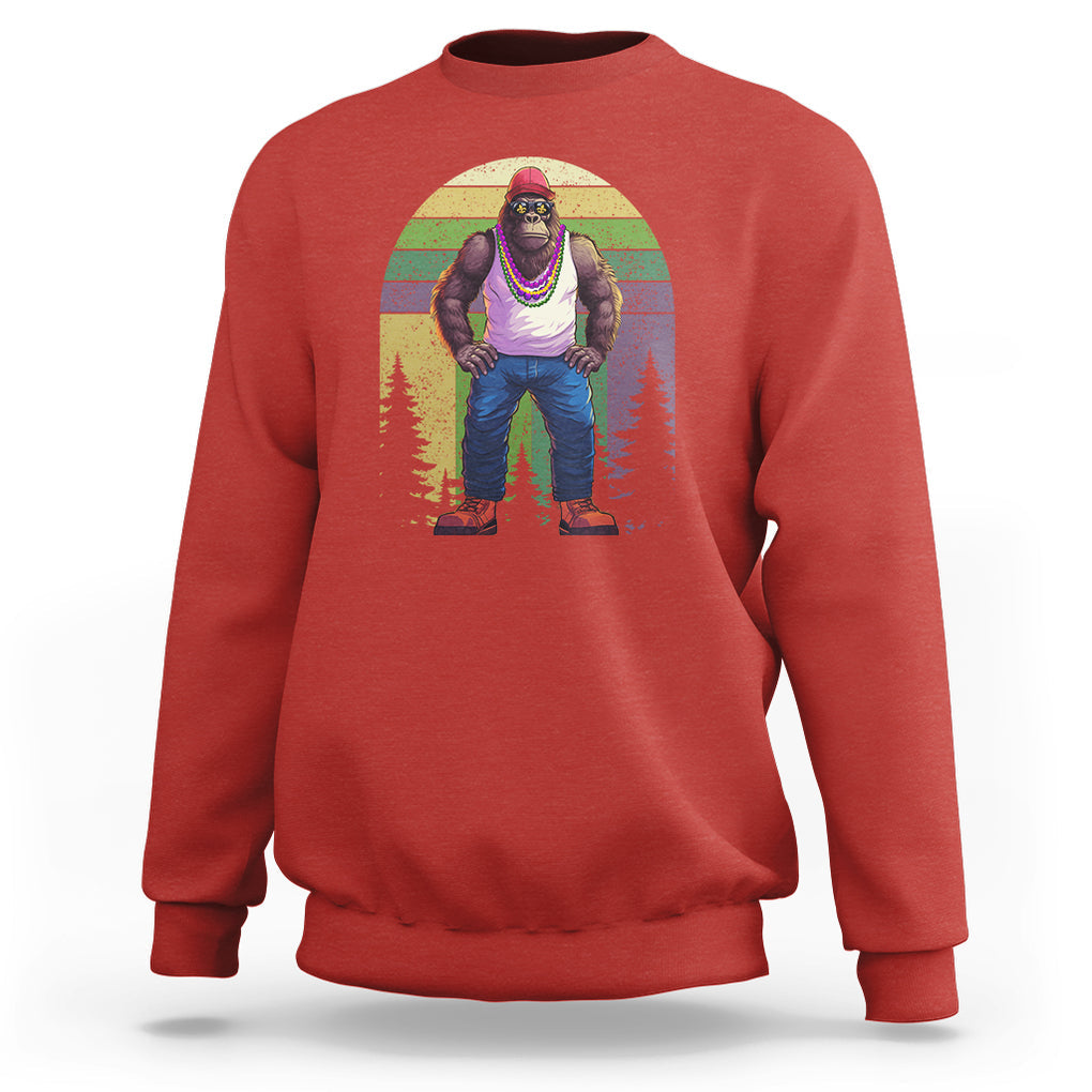 Mardi Gras Bigfoot Sasquatch Funny Fat Tuesday Parade Sweatshirt TS09 Red Printyourwear