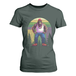 Funny Mardi Gras Bigfoot Sasquatch Funny Fat Tuesday Parade T Shirt For Women TS09 Dark Forest Green Print Your Wear