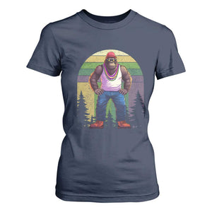 Funny Mardi Gras Bigfoot Sasquatch Funny Fat Tuesday Parade T Shirt For Women TS09 Navy Print Your Wear