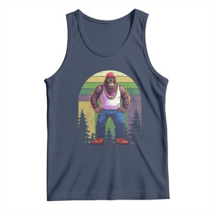 Funny Mardi Gras Bigfoot Sasquatch Funny Fat Tuesday Parade Tank Top TS09 Navy Print Your Wear