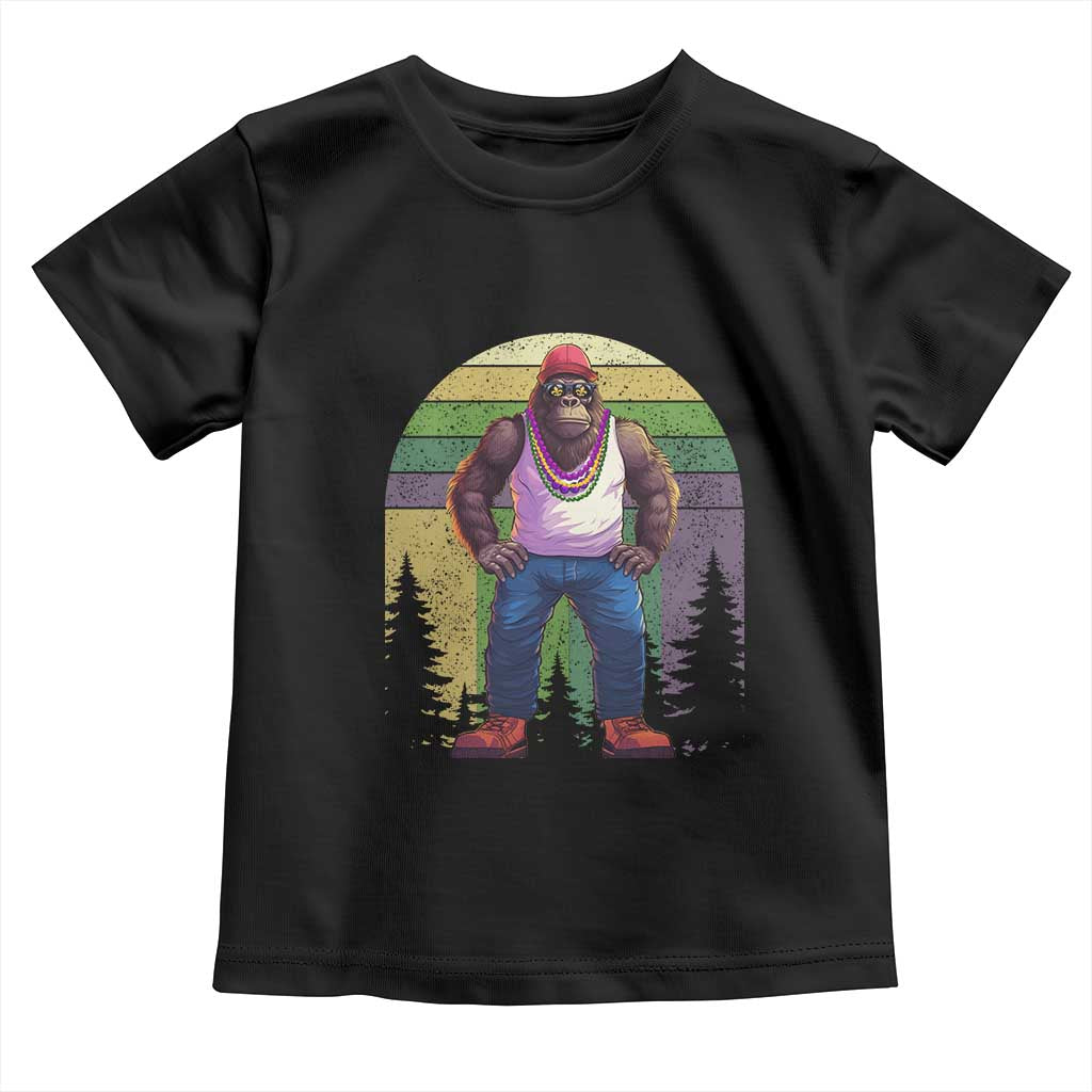 Funny Mardi Gras Bigfoot Sasquatch Funny Fat Tuesday Parade Toddler T Shirt TS09 Black Print Your Wear