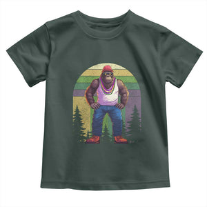 Funny Mardi Gras Bigfoot Sasquatch Funny Fat Tuesday Parade Toddler T Shirt TS09 Dark Forest Green Print Your Wear