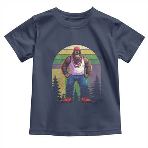Funny Mardi Gras Bigfoot Sasquatch Funny Fat Tuesday Parade Toddler T Shirt TS09 Navy Print Your Wear