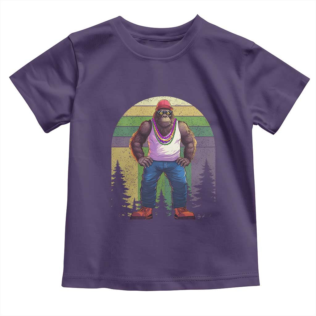 Funny Mardi Gras Bigfoot Sasquatch Funny Fat Tuesday Parade Toddler T Shirt TS09 Purple Print Your Wear