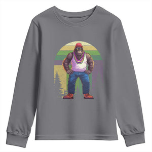Funny Mardi Gras Bigfoot Sasquatch Funny Fat Tuesday Parade Youth Sweatshirt TS09 Charcoal Print Your Wear