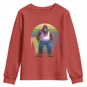 Funny Mardi Gras Bigfoot Sasquatch Funny Fat Tuesday Parade Youth Sweatshirt TS09 Red Print Your Wear