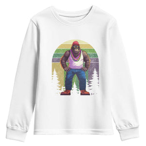 Funny Mardi Gras Bigfoot Sasquatch Funny Fat Tuesday Parade Youth Sweatshirt TS09 White Print Your Wear