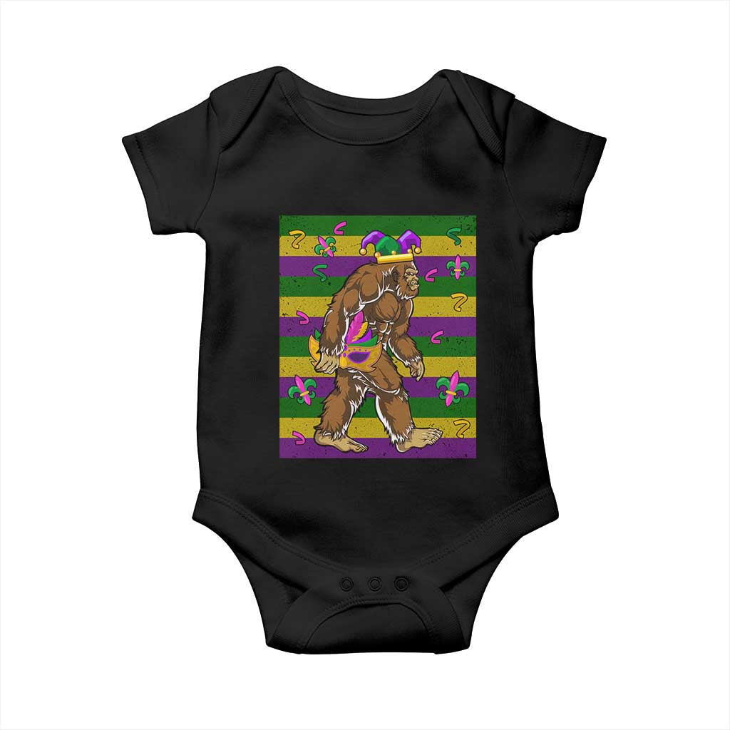 Mardi Gras Bigfoot Sasquatch Funny Fat Tuesday Parade Baby Onesie TS09 Black Print Your Wear