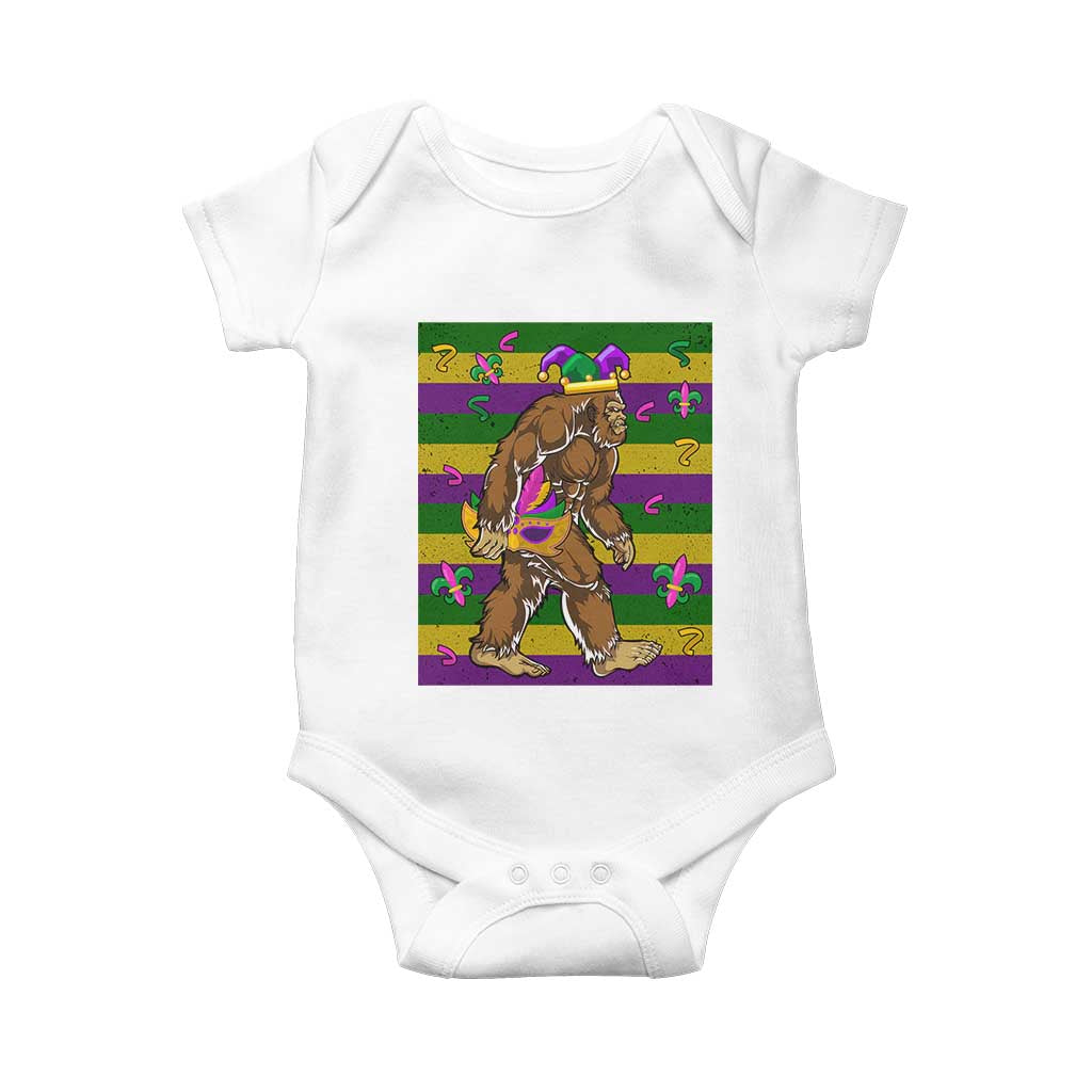 Mardi Gras Bigfoot Sasquatch Funny Fat Tuesday Parade Baby Onesie TS09 White Print Your Wear