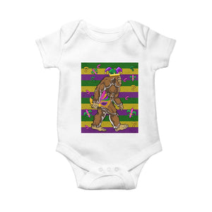Mardi Gras Bigfoot Sasquatch Funny Fat Tuesday Parade Baby Onesie TS09 White Print Your Wear