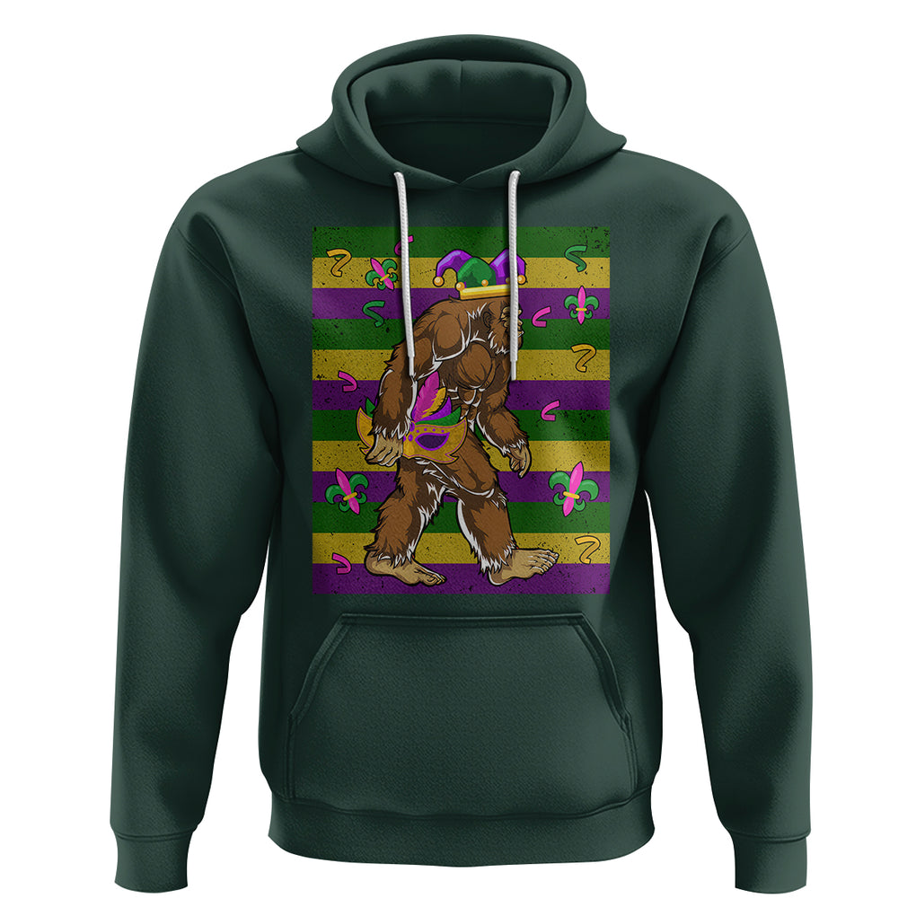 Mardi Gras Bigfoot Sasquatch Funny Fat Tuesday Parade Hoodie TS09 Dark Forest Green Printyourwear