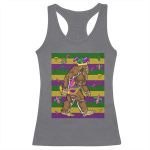 Mardi Gras Bigfoot Sasquatch Funny Fat Tuesday Parade Racerback Tank Top TS09 Charcoal Print Your Wear