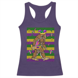 Mardi Gras Bigfoot Sasquatch Funny Fat Tuesday Parade Racerback Tank Top TS09 Purple Print Your Wear