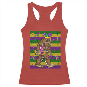 Mardi Gras Bigfoot Sasquatch Funny Fat Tuesday Parade Racerback Tank Top TS09 Red Print Your Wear