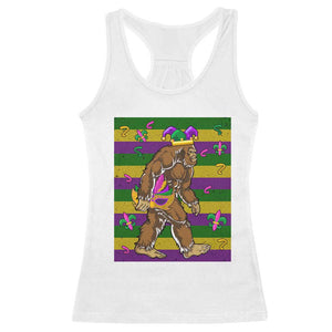 Mardi Gras Bigfoot Sasquatch Funny Fat Tuesday Parade Racerback Tank Top TS09 White Print Your Wear