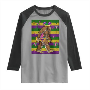 Mardi Gras Bigfoot Sasquatch Funny Fat Tuesday Parade Raglan Shirt TS09 Sport Gray Black Print Your Wear