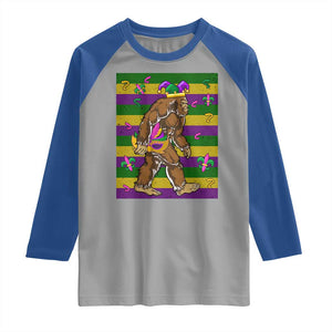Mardi Gras Bigfoot Sasquatch Funny Fat Tuesday Parade Raglan Shirt TS09 Sport Gray Royal Print Your Wear