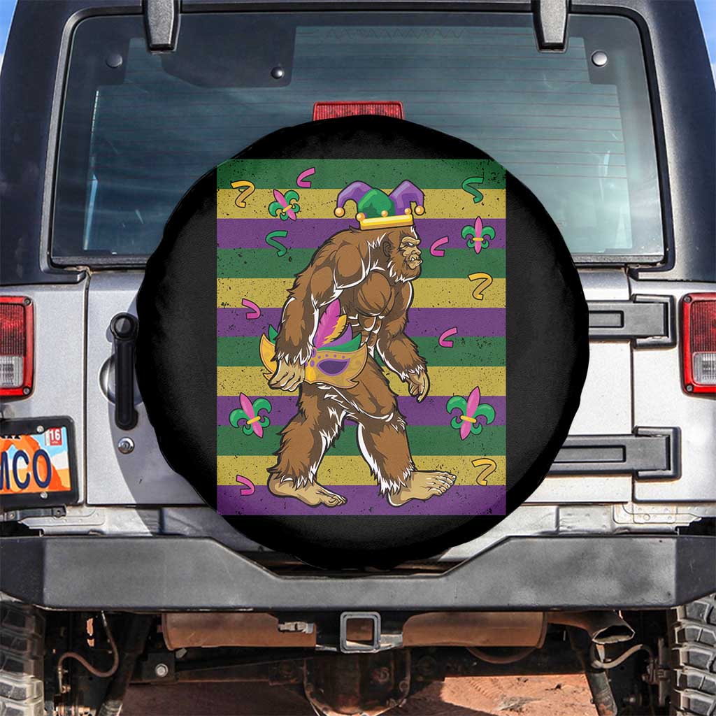 Mardi Gras Bigfoot Sasquatch Funny Fat Tuesday Parade Spare Tire Cover TS09 No hole Black Print Your Wear