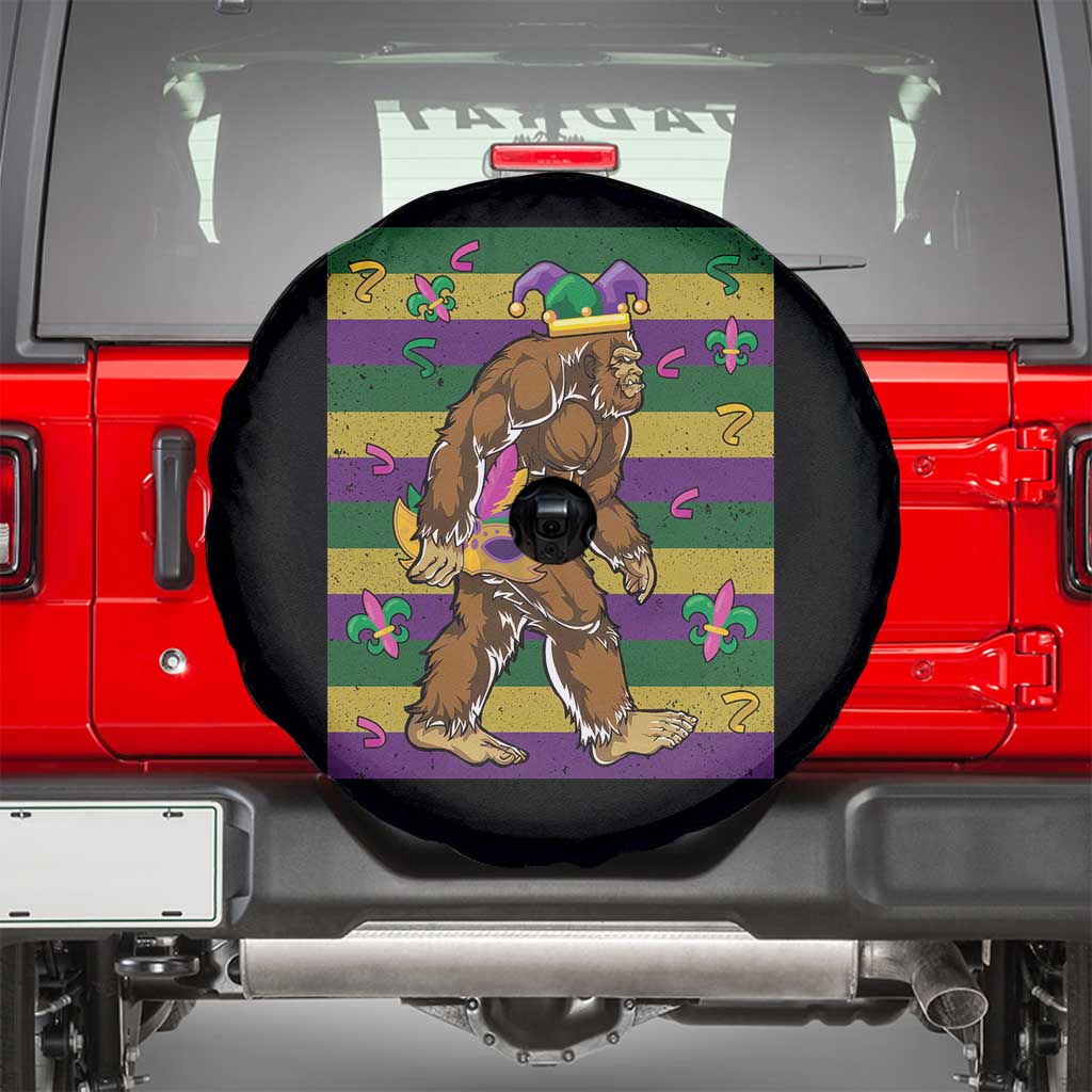 Mardi Gras Bigfoot Sasquatch Funny Fat Tuesday Parade Spare Tire Cover TS09 Black Print Your Wear