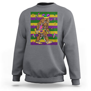 Mardi Gras Bigfoot Sasquatch Funny Fat Tuesday Parade Sweatshirt TS09 Charcoal Printyourwear