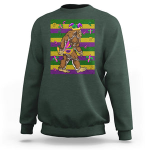 Mardi Gras Bigfoot Sasquatch Funny Fat Tuesday Parade Sweatshirt TS09 Dark Forest Green Printyourwear
