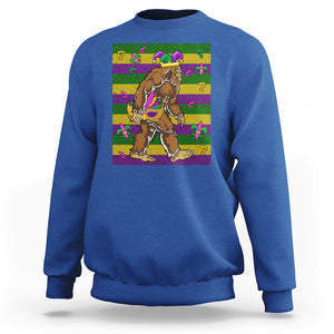 Mardi Gras Bigfoot Sasquatch Funny Fat Tuesday Parade Sweatshirt TS09 Royal Blue Printyourwear