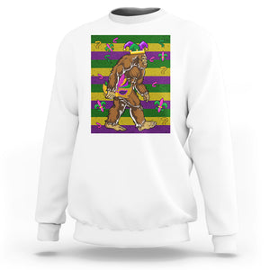 Mardi Gras Bigfoot Sasquatch Funny Fat Tuesday Parade Sweatshirt TS09 White Printyourwear