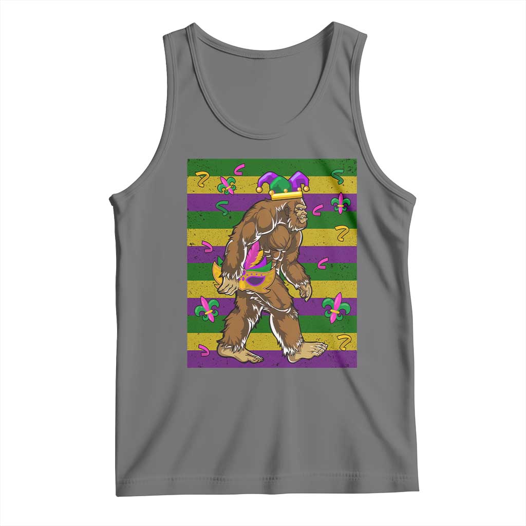 Mardi Gras Bigfoot Sasquatch Funny Fat Tuesday Parade Tank Top TS09 Black Heather Print Your Wear