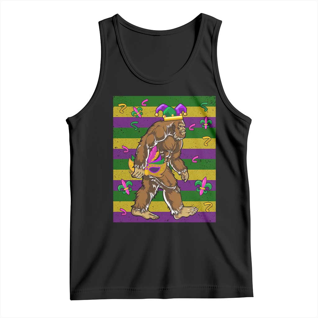 Mardi Gras Bigfoot Sasquatch Funny Fat Tuesday Parade Tank Top TS09 Black Print Your Wear