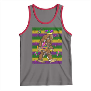 Mardi Gras Bigfoot Sasquatch Funny Fat Tuesday Parade Tank Top TS09 Deep Heather Red Print Your Wear