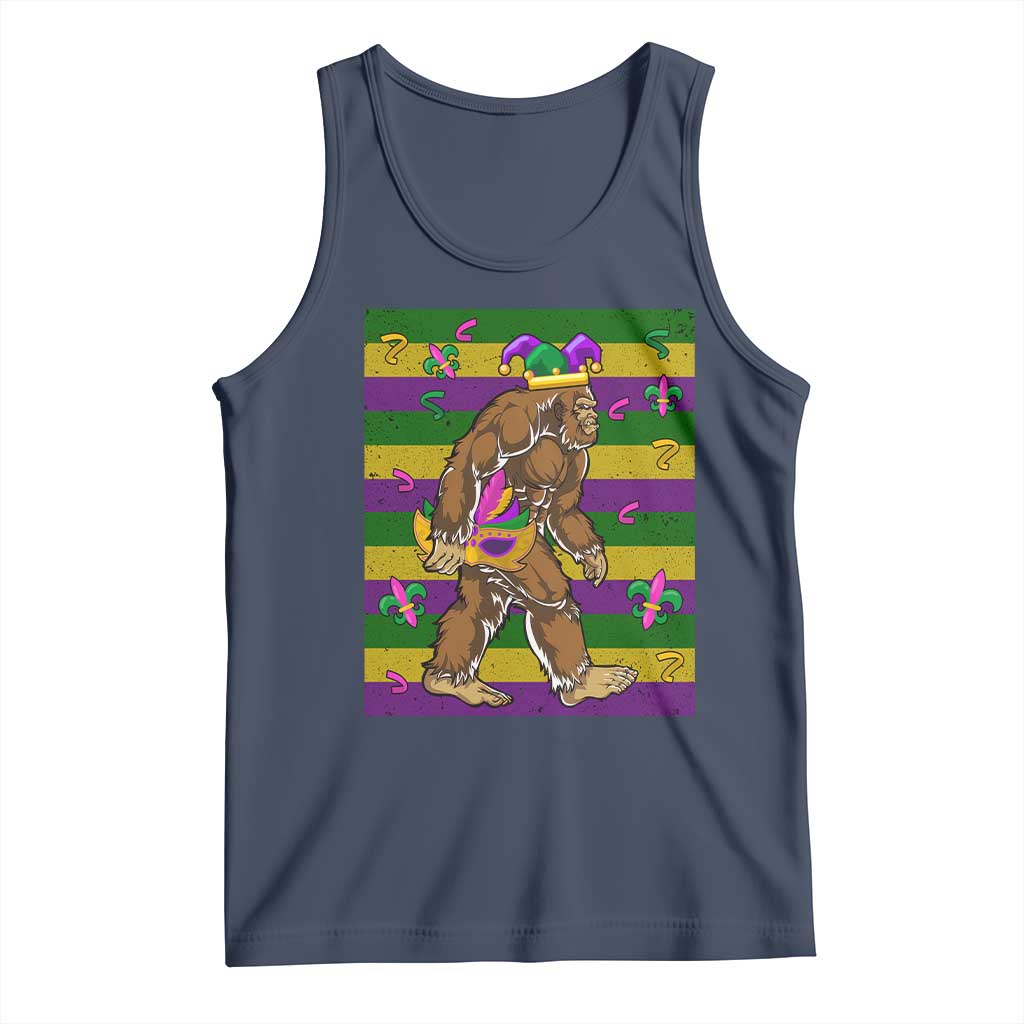 Mardi Gras Bigfoot Sasquatch Funny Fat Tuesday Parade Tank Top TS09 Navy Print Your Wear