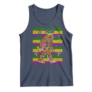 Mardi Gras Bigfoot Sasquatch Funny Fat Tuesday Parade Tank Top TS09 Navy Print Your Wear