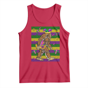 Mardi Gras Bigfoot Sasquatch Funny Fat Tuesday Parade Tank Top TS09 Red Print Your Wear