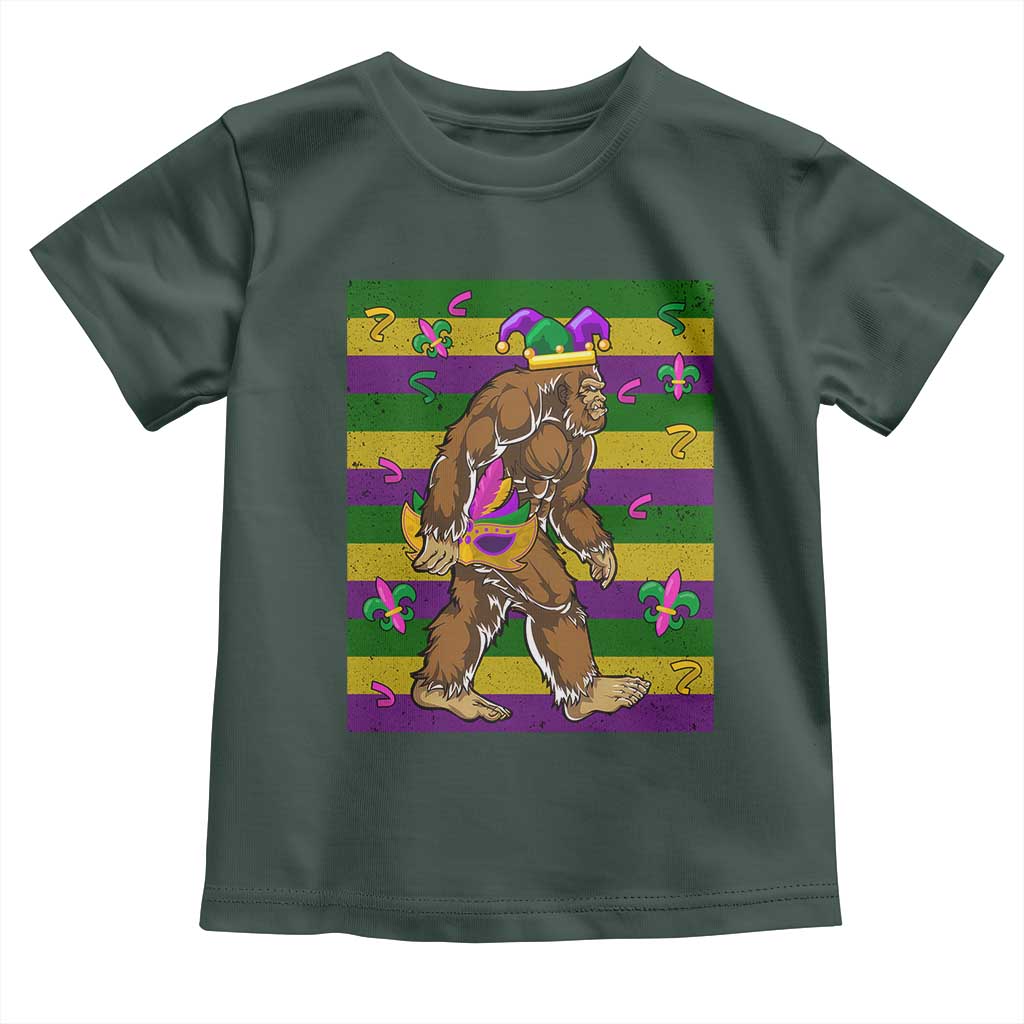 Mardi Gras Bigfoot Sasquatch Funny Fat Tuesday Parade Toddler T Shirt TS09 Dark Forest Green Print Your Wear