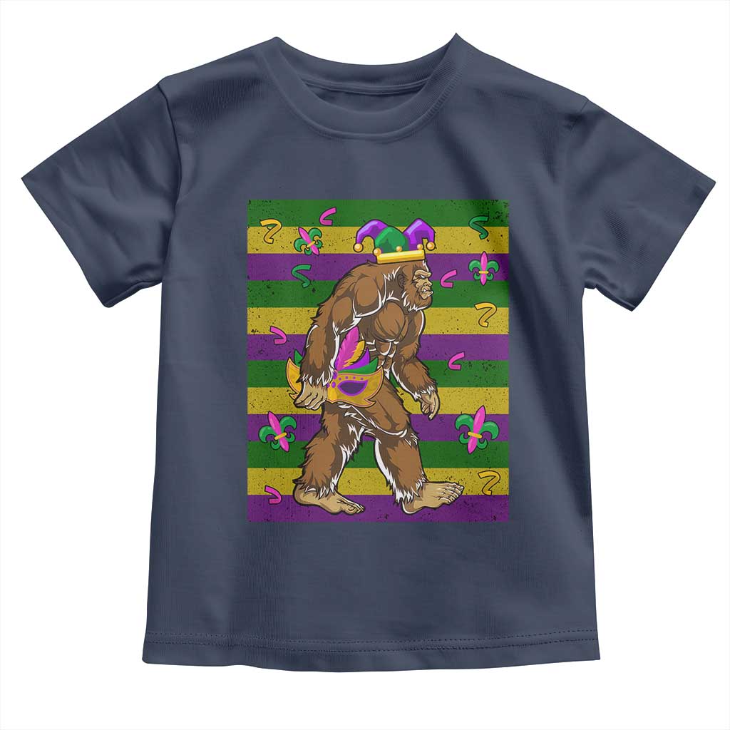 Mardi Gras Bigfoot Sasquatch Funny Fat Tuesday Parade Toddler T Shirt TS09 Navy Print Your Wear
