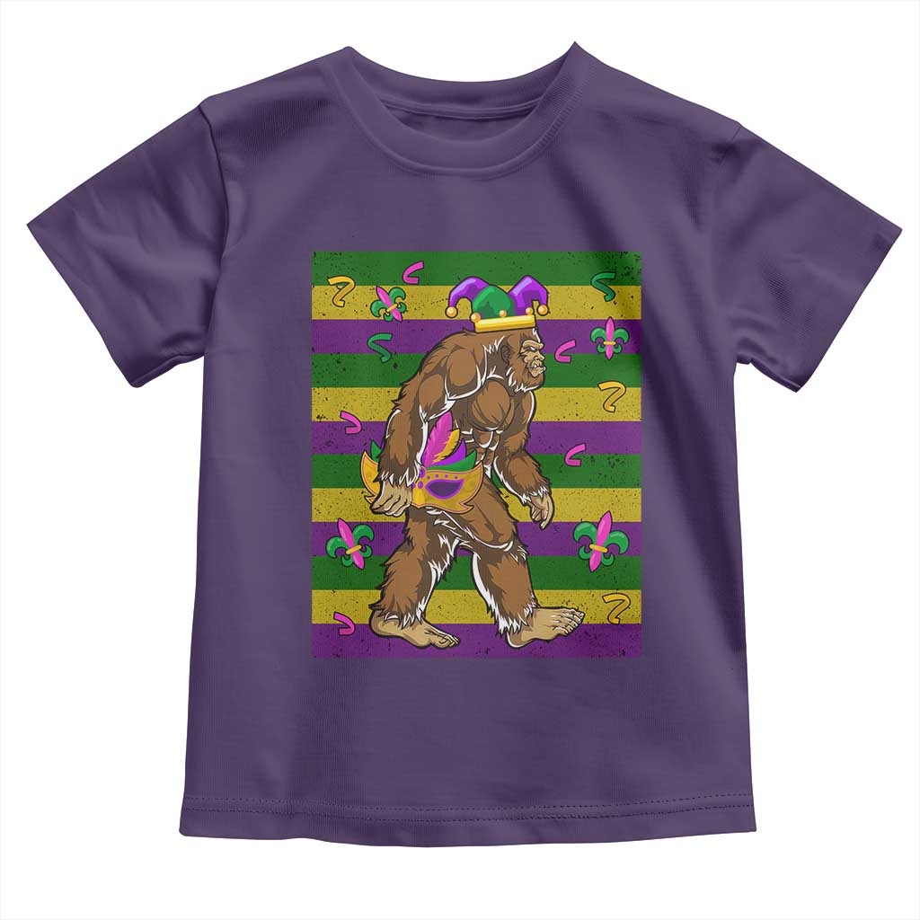Mardi Gras Bigfoot Sasquatch Funny Fat Tuesday Parade Toddler T Shirt TS09 Purple Print Your Wear