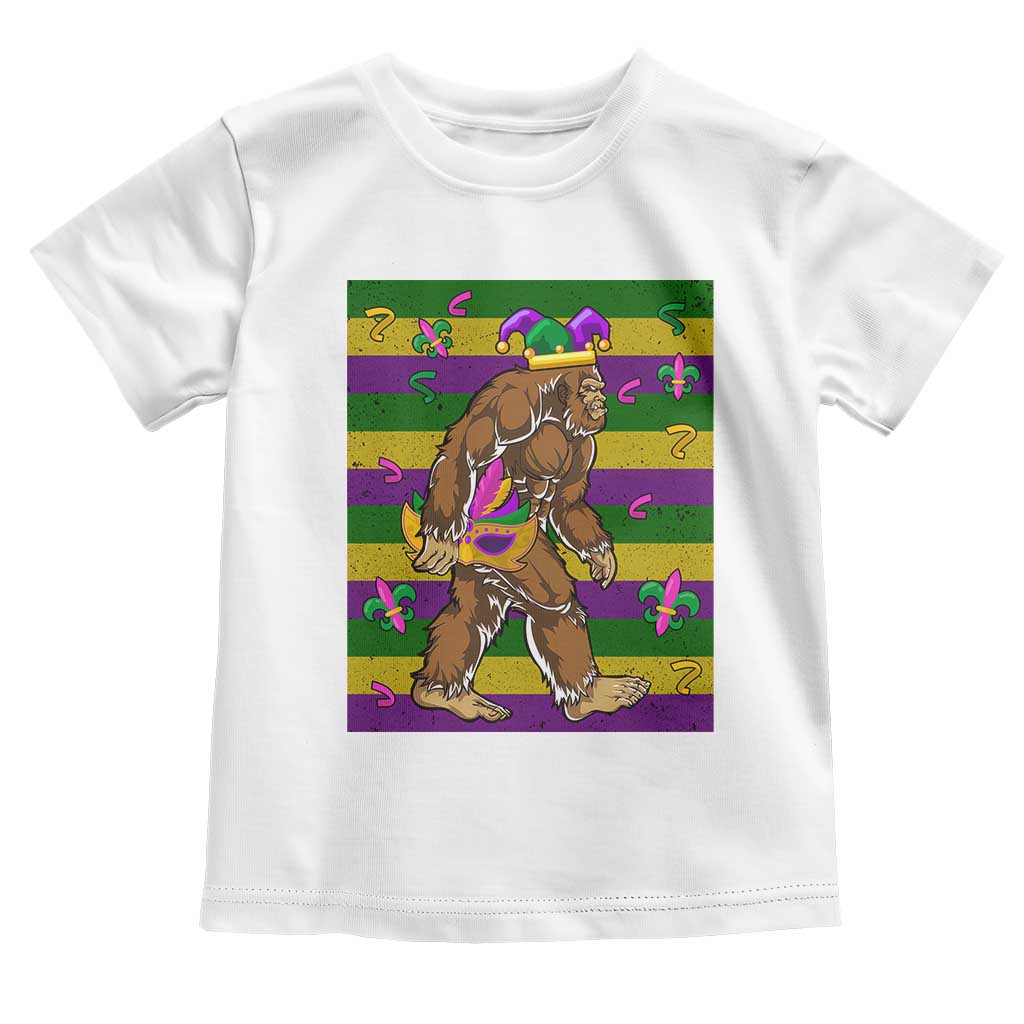 Mardi Gras Bigfoot Sasquatch Funny Fat Tuesday Parade Toddler T Shirt TS09 White Print Your Wear